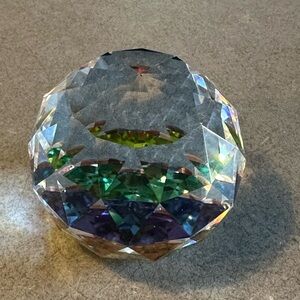 Swarovski Crystal Vitrail Small Round Prismatic Paperweight Rainbow Facet